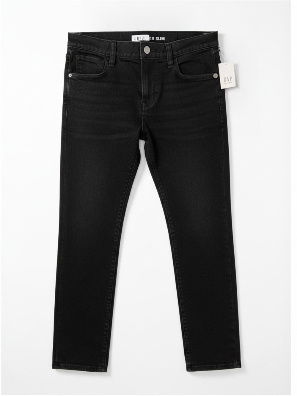 NWT GAP Boys Slim Fit Black Jeans 16 Husky Classic Back to School Washed Denim
